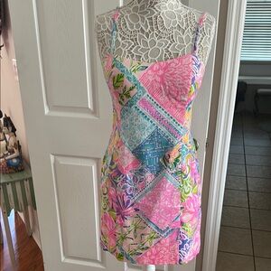 Lilly Pulitzer Pink and Green Patchwork Mini Dress